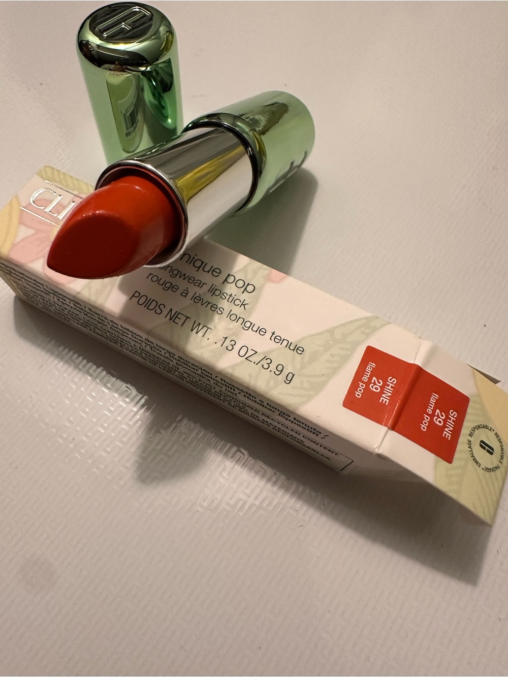 Clinique Pop Shine lipstick - 29 Flame Pop